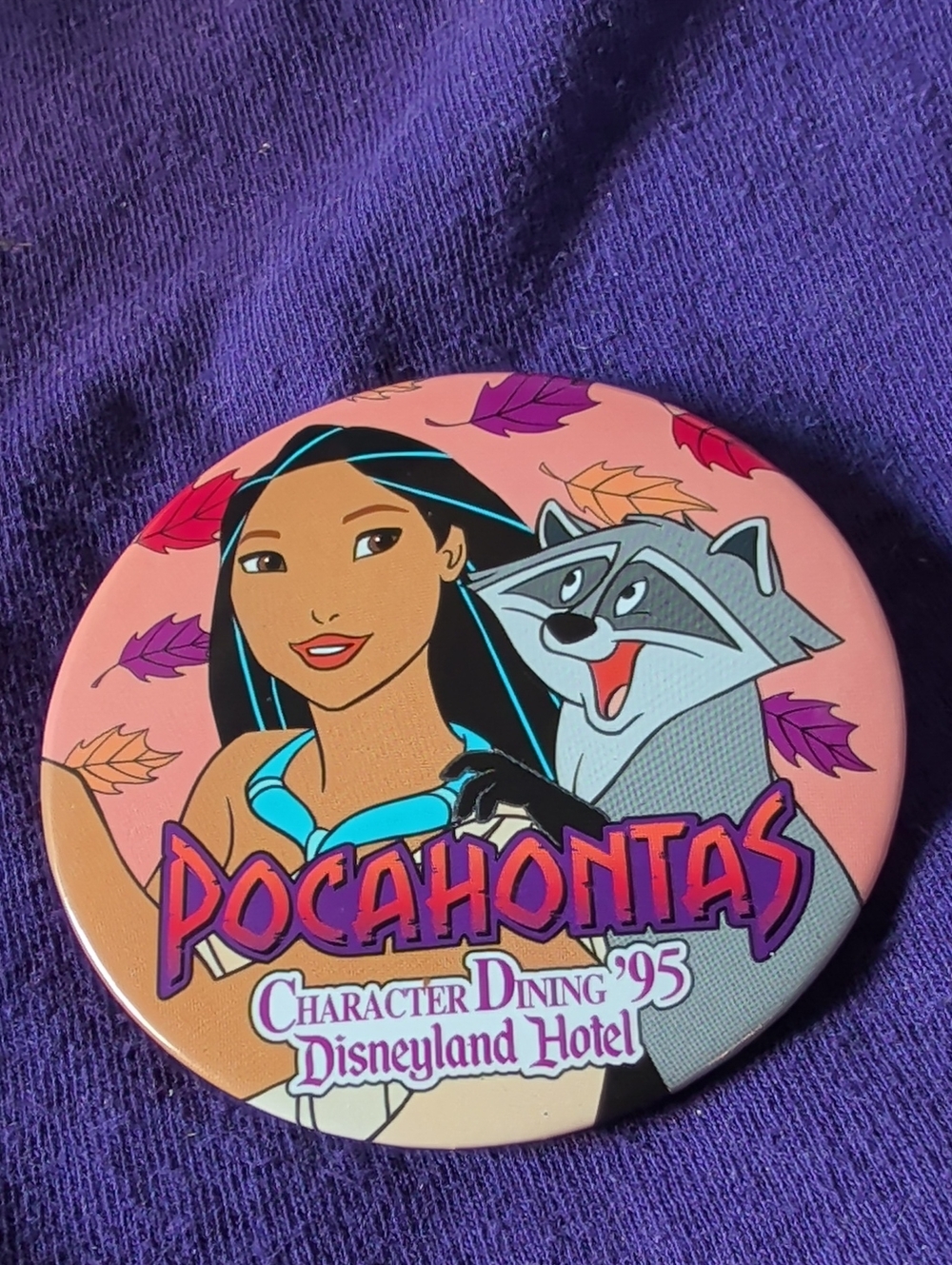 Disney Pocahontas Pink Multicolor Character Dining Button